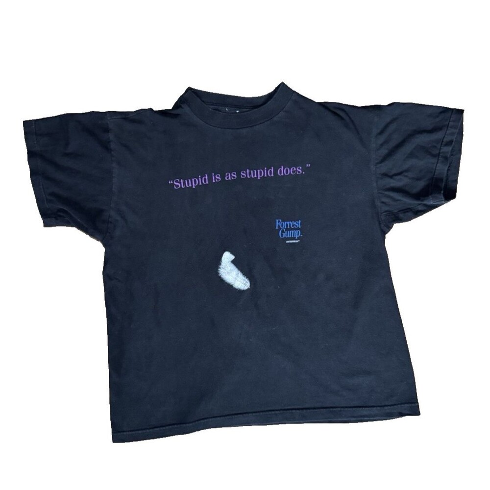 Vtg Forrest Gump Shirt Stanley Desantis Stupid Is Graphic Print Movie 90s M/L